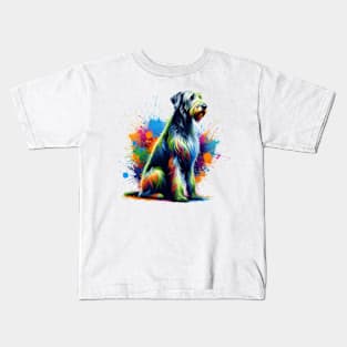 Majestic Irish Wolfhound in Vivid Splash Art Style Kids T-Shirt